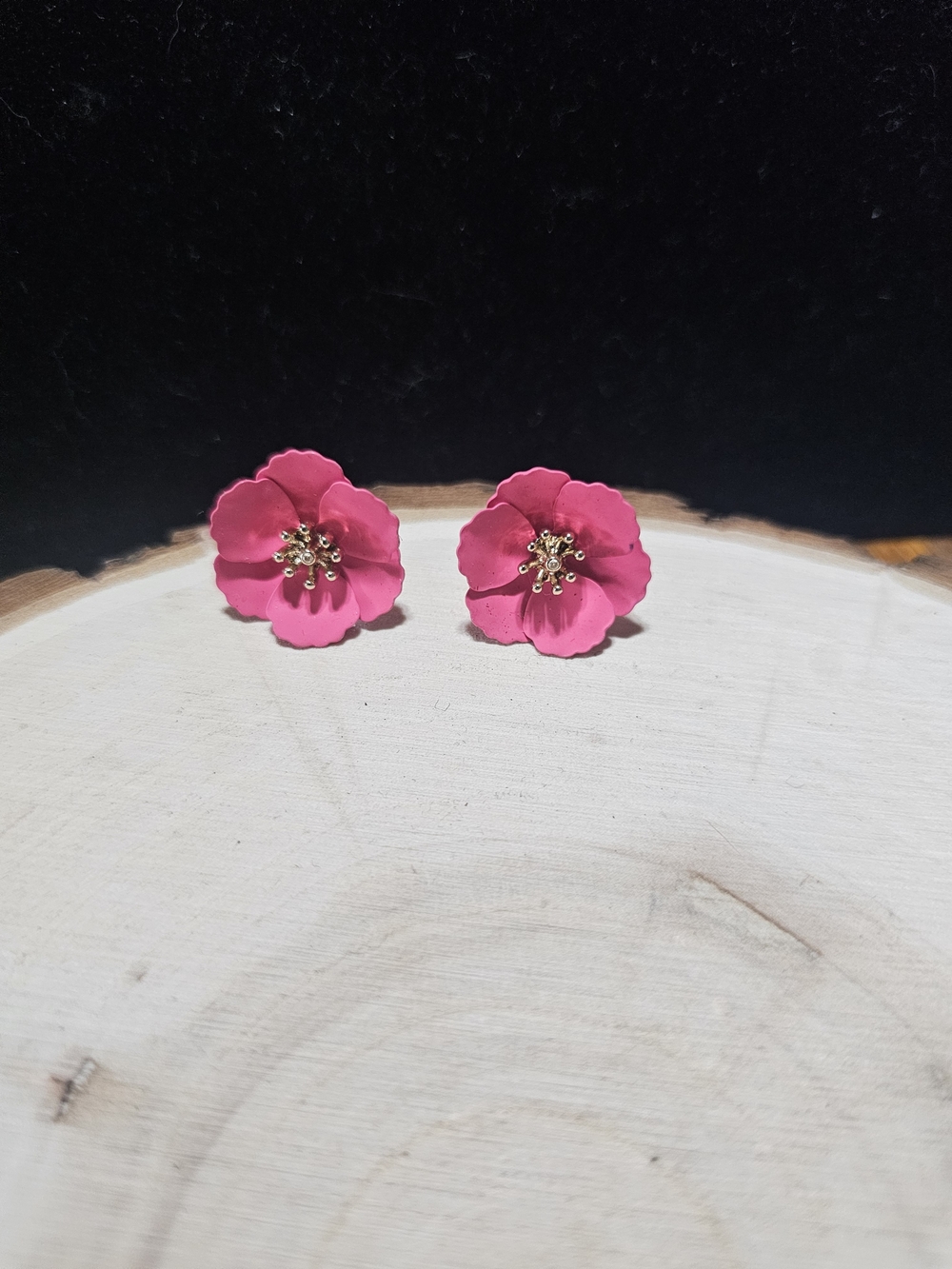 Pink Floral Stud Earrings - Women Jewelry